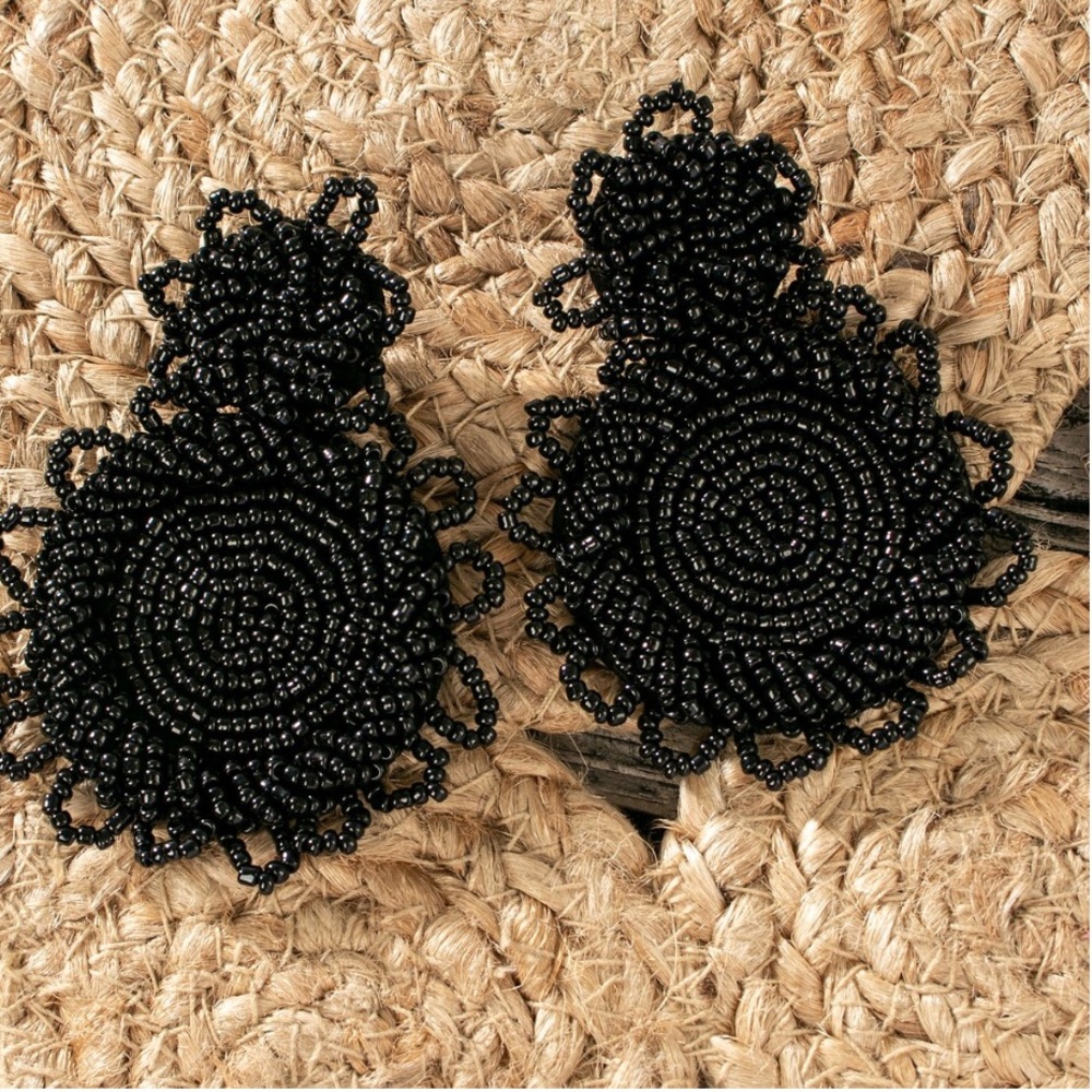 Black Beaded Earrings